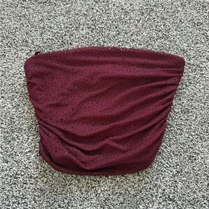 Ruched Rhinestone Tube Top